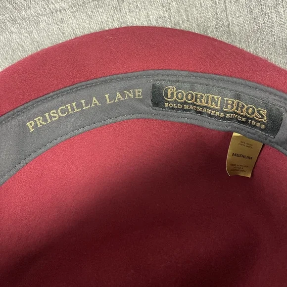 Goorin Bros Priscilla Lane Wool Fedora Hat Womens Medium Brick Red USA Made - Picture 11 of 13
